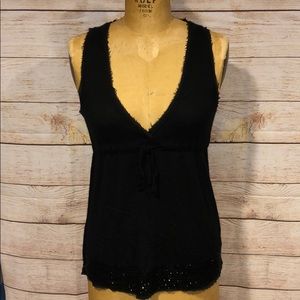 J. Crew Black Tank Top with Beading Medium M NWT